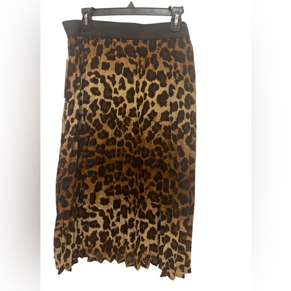Hot Kiss Cheetah Animal Print Elastic Waist Accordion Folds MIDI Skirt Size XL - Picture 8 of 8